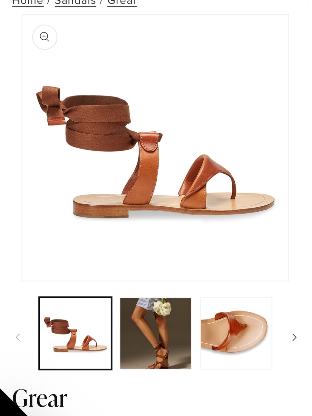 Sarah Flint Tan Wrap-Ankle Leather Sandals